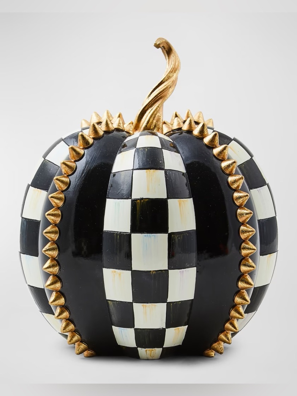 MacKenzie-Childs Courtly Check Tall Golden Spikes Pumpkin
